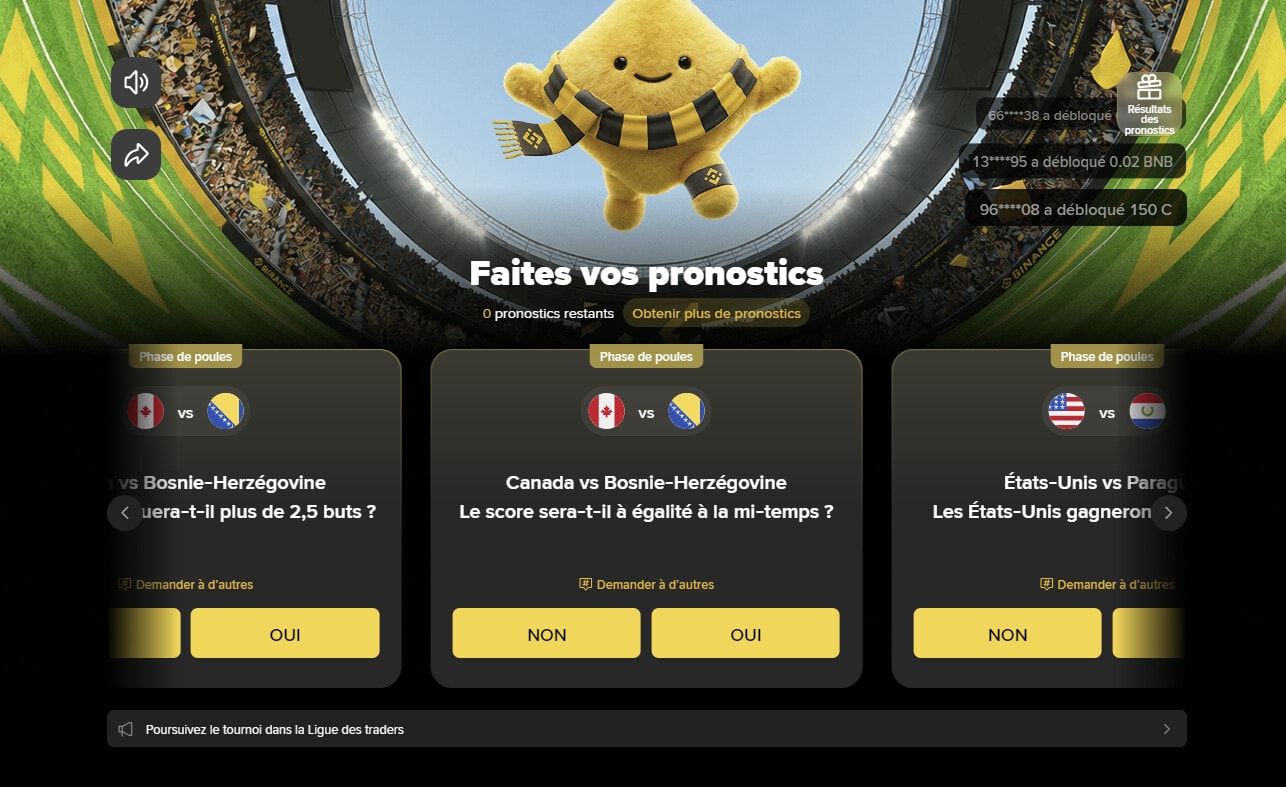 Binance lance Pick & Win 2026 : 4 millions de dollars à gagner pendant la Coupe du Monde